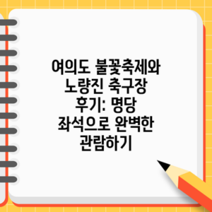 여의도 불꽃축제와 노량진 축구장 후기: 명당 좌석으로 완벽한 관람하기