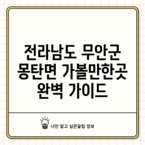 전라남도 무안군 몽탄면 가볼만한곳 완벽 가이드