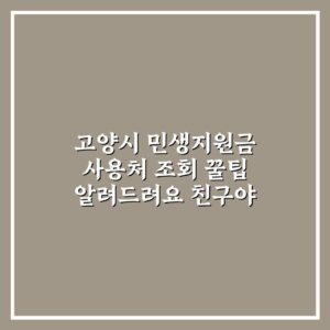 고양시 민생지원금 사용처 조회 꿀팁 알려드려요 친구야